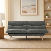 HOMCOM Canapé Convertible 2 Places 3 en 1, Canapé-Lit Clic Clac en Velours Côtelé 193 cm, Dossier et Accoudoirs Réglables, Gris(m-10)
