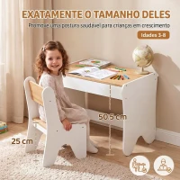 AIYAPLAY Mesa e Cadeira Infantil para Desenhar e Ler com Gaveta Branco e Madeira(m-5)