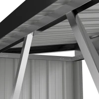 Outsunny Abri-bûches couvert support pour bois de chauffage plancher surélevé toit incliné, acier galvanisé 150x66,5x150cm gris(m-13)