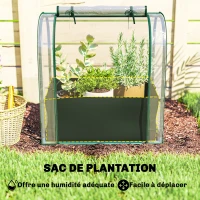 Outsunny Mini Serre avec Sac de Plantation, Serre Portable avec porte enroulable, 68 x 50 x 70 cm, Vert Foncé(m-4)