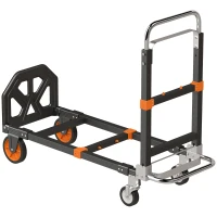 HOMCOM 2-in-1 Folding Sack Truck & Platform Trolley, Heavy Duty 220kg/120kg Hand Truck with Adjustable Platform & Handle(m-1)