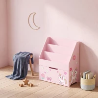 AIYAPLAY Libreria per bambini con cassetto mobile, 3 ripiani, 3-8 anni, Rosa(m-10)
