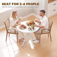 HOMCOM 80cm Industrial Round Dining Table - White(m-4)