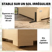 Outsunny Armoire de Jardin, 4 Fenêtres, 6 Étagères, Toit en Asphalte Hydrofuge, Ventilation à Persiennes, 147x68x198cm, Naturel(m-8)