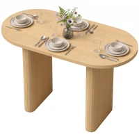 HOMCOM Mesa de Jantar Oval Rústica para 4 Pessoas com Tampo Grosso e Pés Tipo Tambor, 120x60x76 cm, Carvalho(m-11)