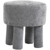 HOMCOM Fußhocker aus modernem Chenille Polsterhocker mit Holzbeinen 43 cm Hellgrau(m-12)