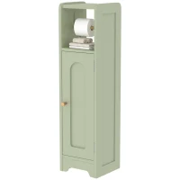 HOMCOM Small Bathroom Storage Cabinet with Toilet Roll Holder - Light Green(m-15)