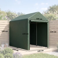 Outsunny Carpa de Jardín para Herramientas 1,2x1,8x1,65 m con 2 Habitaciones Puerta con Cremallera Impermeable Anti-UV Verde(m-3)