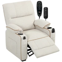 HOMCOM Electric Massage Recliner Armchair with Vibration, Heat, Whisper-Quiet Motor, Memory Function, Spring Pack, Beige(m-15)