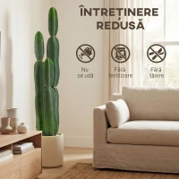 HOMCOM Plantă artificială cactus cu 3 tulpini din EVA, cu ghiveci din PP, decor pentru living, 25 x 25 x 111 cm, verde(m-5)