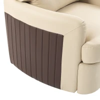 HOMCOM 360° Swivel Accent Chair, Modern Armchair with Thick Cushion, PU Leather Upholstered, Cream White(m-10)