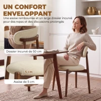 HOMCOM Lot de 2 Chaises Salle à Manger, Chaises de Cuisine en Chenille avec Dossier Incurvé, Assise Rembourrée, Beige(m-6)