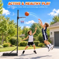 SPORTNOW Panier de Basket Extérieur pour Enfants, Hauteur Réglable 108-213 cm, Base Remplissable et Roulettes, Dès 3 Ans, Noir(m-9)