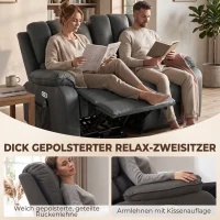 HOMCOM 2-Sitzer elektrisches Relaxsofa aus Leathaire mit Massage- und Heizfunktion, 2 Fernbedienungen, USB-/USB-C-Anschlüssen(m-6)