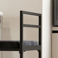 HOMCOM Set 2 scaune de bar industriale cu spătar, suport pentru picioare și șezut tapițat, din oțel și catifea, negre(m-7)
