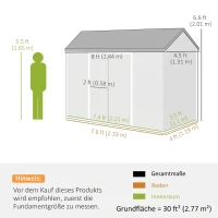 Outsunny Gerätehaus 2,77 m², Geräteschuppen mit Holzoptik 2 Fenster Doppeltür Belüftung Boden Schloss Handschuhe(m-3)