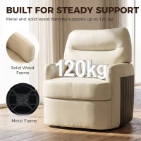 HOMCOM 360° Swivel Accent Chair, Modern Armchair with Thick Cushion, PU Leather Upholstered, Cream White(m-7)
