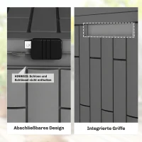Outsunny Gartenbox 379 Liter Wasserdicht Abschließbar UV-beständig Auflagenbox mit Holzoptik für Garten 122,5x56x62cm Grau(m-6)