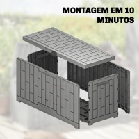 Outsunny Baú de Arrumação Exterior 227 L, Resistente à Água e aos Raios UV, com Fechadura, Cinzento(m-7)