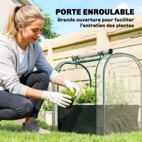 Outsunny Mini Serre avec Sac de Plantation, Serre Portable avec porte enroulable, 68 x 50 x 70 cm, Vert Foncé(m-5)