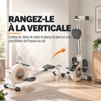 SPORTNOW Rameur magnétique 16 niveaux avec écran LCD et support de téléphone, rangement vertical, pour l'entraînement à domicile(m-7)