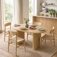 HOMCOM Mesa de Jantar Oval Rústica para 4 Pessoas com Tampo Grosso e Pés Tipo Tambor, 120x60x76 cm, Carvalho(m-8)