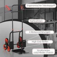 DURHAND® trapklimmer 150 kg steekwagen transportwagen handgreep in hoogte verstelbaar inklapbaar staal 45 x 60 x 109 cm | Aosom.nl(m-6)