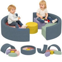 AIYAPLAY 7-delige softblokken-set voor peuters – schuim met afneembare cordhoes, diverse vormen, meerkleurig(m-11)