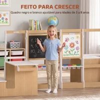 AIYAPLAY Mesa Infantil com Banco 5 em 1 com Quadro de Giz/Branco, Rolo de Papel, Arrumação, 4 Copos para Tinta, 3-8 Anos, Branco(m-5)