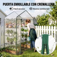 Outsunny Invernadero de Exterior Invernadero de Jardín de 4 Niveles con Estantes Marco de Acero Invernadero para Cultivo de Plantas Flores Tomates 143x73x195 cm Transparente(m-6)