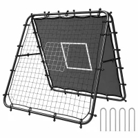 SPORTNOW Red de Rebote de Fútbol Plegable de Doble Cara con 5 Ángulos Ajustables 36 Cuerdas Elásticas 120x99,5x111,5 cm Negro(m-11)
