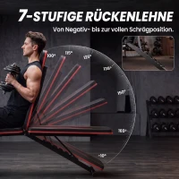 SPORTNOW Hantelbank verstellbar Klappbar Trainingsbank mit Beinstrecker 7-Fach verstellbarer Rückenlehne, Widerstandsbändern(m-5)