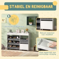 AIYAPLAY Kinderopbergrek, Speelgoedkast voor Kinderen met 11 Stoffen Bakjes, Bovenste Vakken, 3 Stickers, Wit(m-5)