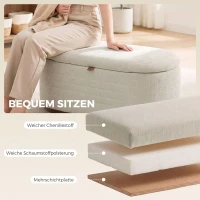 HOMCOM Sitzbank mit Stauraum aus modernem Chenille Truhenbank in 91 cm Beige(m-7)