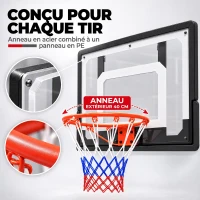 SPORTNOW Panier de Basket Mural ou sur Porte Arceau en Acier Ø40 cm Filet en Nylon Panneau en PE pour Intérieur Noir(m-5)