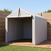 Outsunny Abri de jardin tente de stockage imperméable porte enroulable, pour bois outils 162x221,5x163cm, gris clair(m-2)