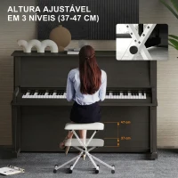 HOMCOM Banco de Piano Dobrável com Altura Ajustável 37-47 cm, Acolchoado em PU, Banco para Teclado, Pés Metálicos, Branco(m-5)