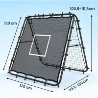 SPORTNOW Red de Rebote de Fútbol Plegable de Doble Cara con 5 Ángulos Ajustables 36 Cuerdas Elásticas 120x99,5x111,5 cm Negro(m-3)