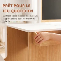 AIYAPLAY Ensemble Table pour Enfant avec Banc en Bois 5-en-1 avec Chevalet, Tableau Noir et Blanc Double Face, 3-8 Ans, Blanc(m-7)