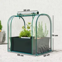 Outsunny Mini Serre avec Sac de Plantation, Serre Portable avec porte enroulable, 68 x 50 x 70 cm, Vert Foncé(m-3)