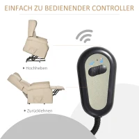 HOMCOM relaxstoel tv-stoel met elektrische opstahulp linnen hout schuimstof crème 72,5 x 94 x 109 cm(m-7)