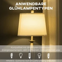 HOMCOM 2-delige lichtset. 1 vloerlamp, 1 tafellamp, linnenlook; 38 cm x 38 cm x 158 cm, zilver+wit(m-7)