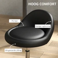 HOMCOM Draaibare Werkkruk, Verstelbare Hoogte, Draaibare Zitting, 35cm x 35cm x 83cm, Zwart + Zilver(m-5)