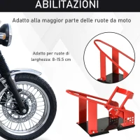 HOMCOM Cavalletto Alzamoto Anteriore in Metallo per Moto max 450kg con Sezioni Preforate, 27.5x51-69x34 cm(m-4)