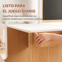 AIYAPLAY Mesa Infantil con Silla 5 en 1 con Pizarra Negra/Blanca y Rollo de Papel Almacenaje 4 Vasos de Pintura 3-8 Años Blanco(m-7)
