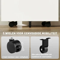 Vinsetto Rolcontainer, archiefkast, scheidingswand, centraal afsluitbaar, stalen behuizing, 5 wielen, wit, 39 x 48 x 67 cm(m-5)