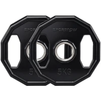 SPORTNOW Conjunto de 2 Discos de Pesas de 5 kg con Orificio de 50 mm para Entrenamiento de Fuerza  Ø24x3,5 cm Negro(m-12)