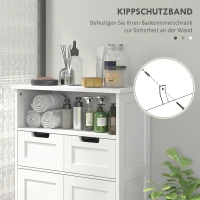 kleankin Badkamerkast met 2 Laden, Deur, 60 x 30 x 109 cm, Wit(m-6)