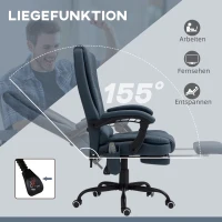 Vinsetto Massage Bureaustoel, 7 Vibratiepunten, Verstelbare Voetensteun & Rugleuning, tot 120 kg, Lederlook, Blauw(m-5)
