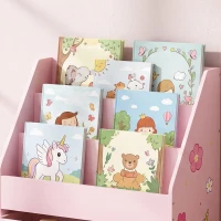 AIYAPLAY Librería Infantil con Cajón Móvil y 3 Estantes Estantería para Libros Diseño de Unicornio Montessori 3 a 8 Años Rosa(m-9)
